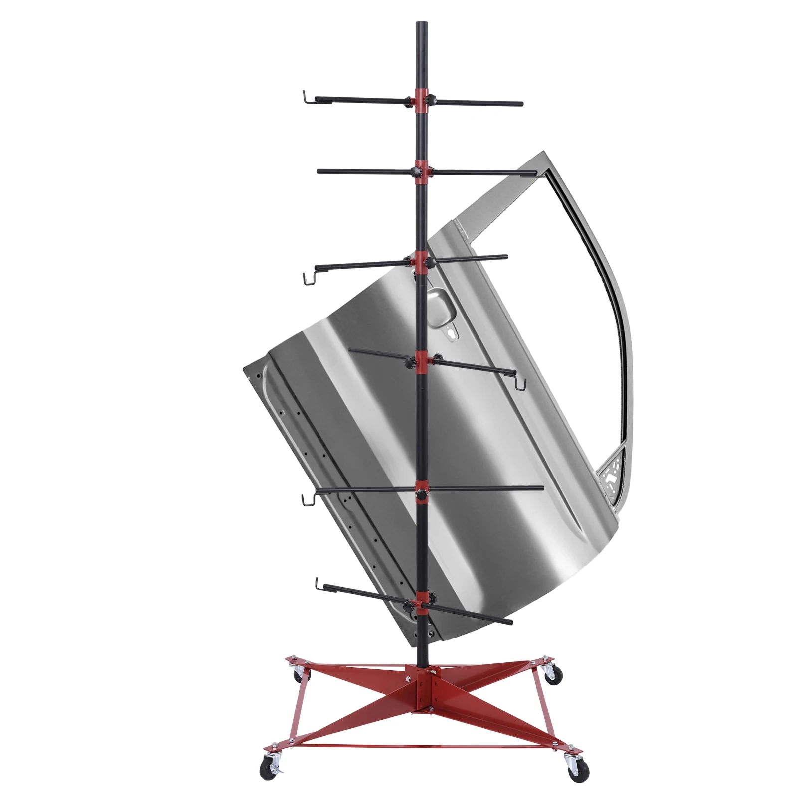 

Panel Tree Paint Stand, Movable Spray Paint Rack, Steel Bumper Rack with Adjustable Center Post, 4 Wheels for Automotive Body Shop