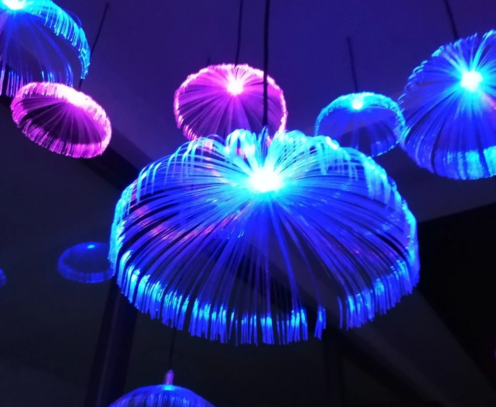 

Fiber Optic Jellyfish String Light Dandelion Fairy Garland Light Colorful Romantic Atmosphere Party Wedding Pendant Lamps10PCS