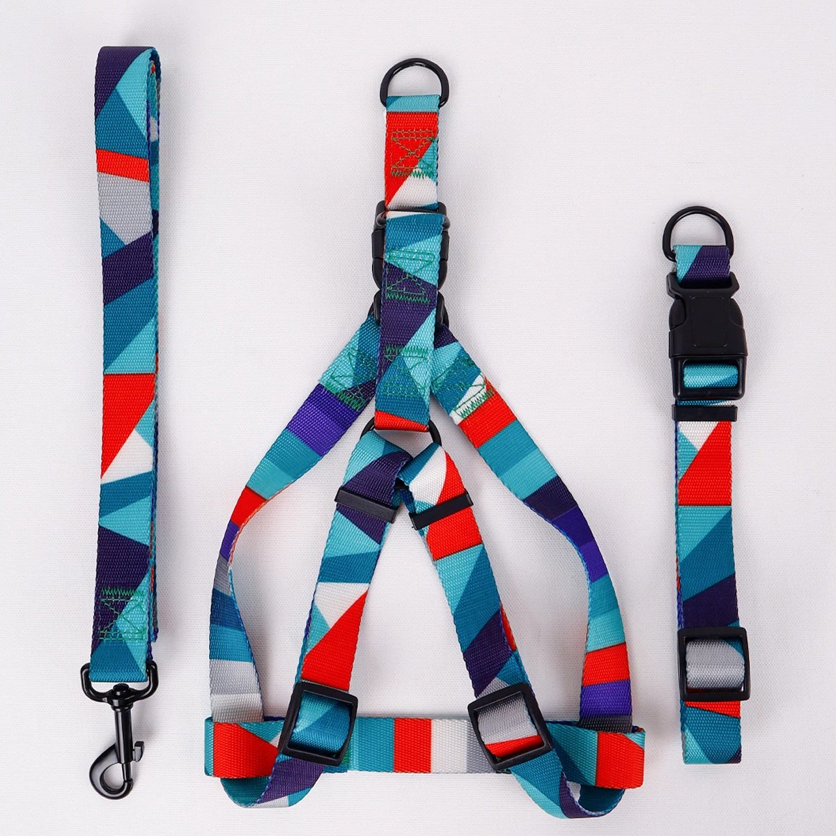 1PC Pet Abstract Chest And harness Set, Dog Webbing Leash, Dog Walking Leash, Dog Collar Three-piece Set