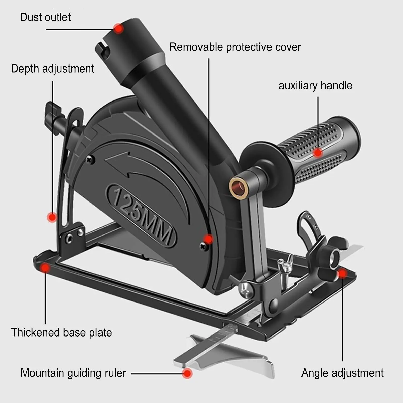 4pcs Angle Grinder Bracket With Wrench Dust Pipe Dust Collection Bag Set 90mm For 100~125mm Angle Grinder Power Tools Workshop