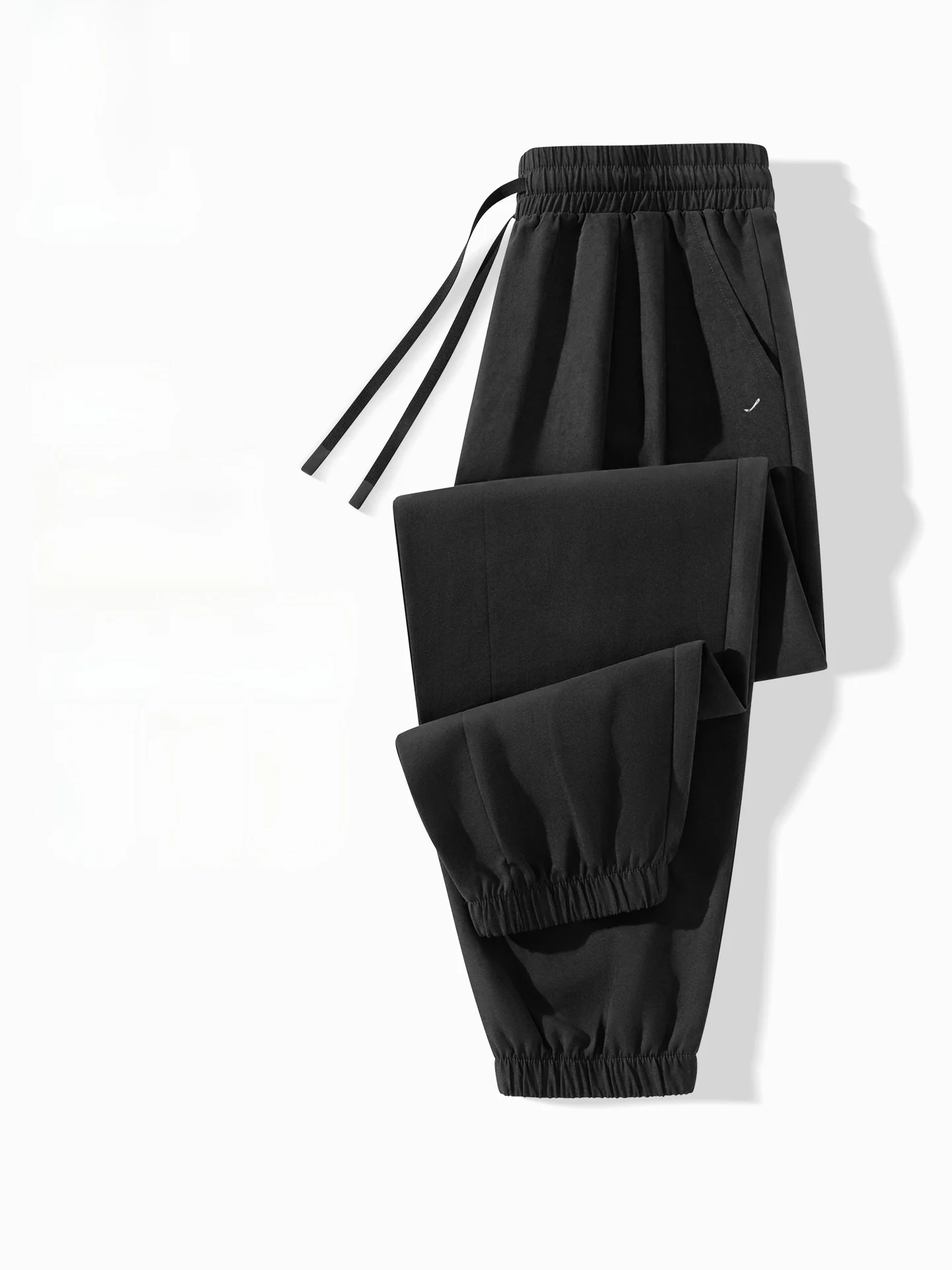 

Men's Summer Thin Bla Simple Large Size Cuffed Pants American High Street Sle Polyester Fiber Sportswear