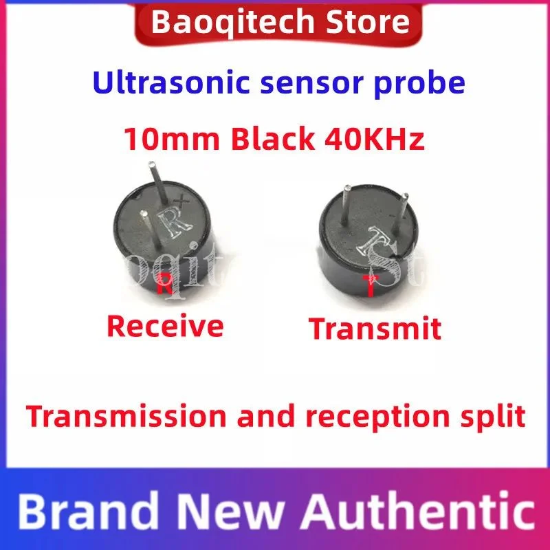 10 100 adet 10mm 40KHZ 10mm ultrasonik sensör probu 40KHz alma ve iletim bölünmüş siyah metal kabuk değişen
