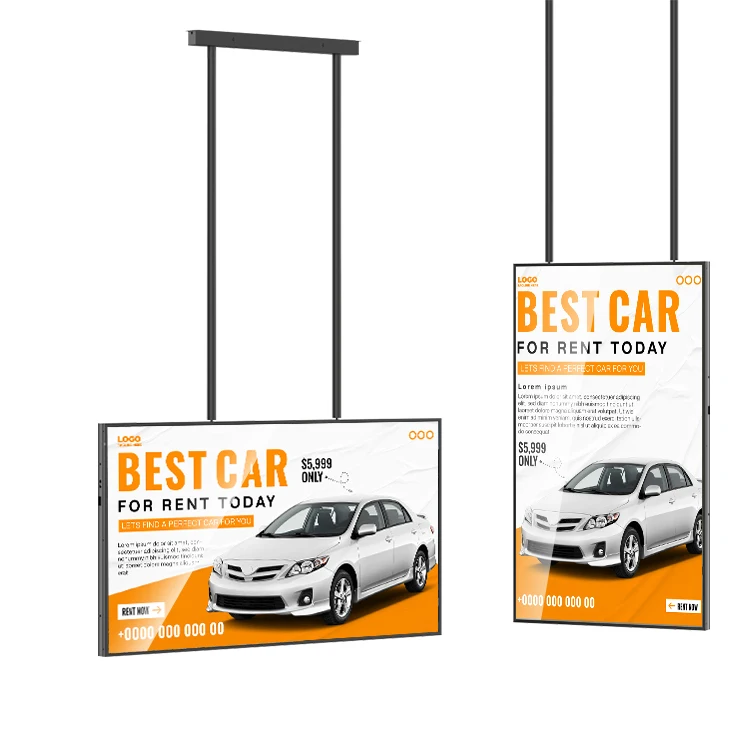 Multi Sizes High Brightness Semi Outdoor LCD Digital Signage Android All in One Ceiling Window Front Displays