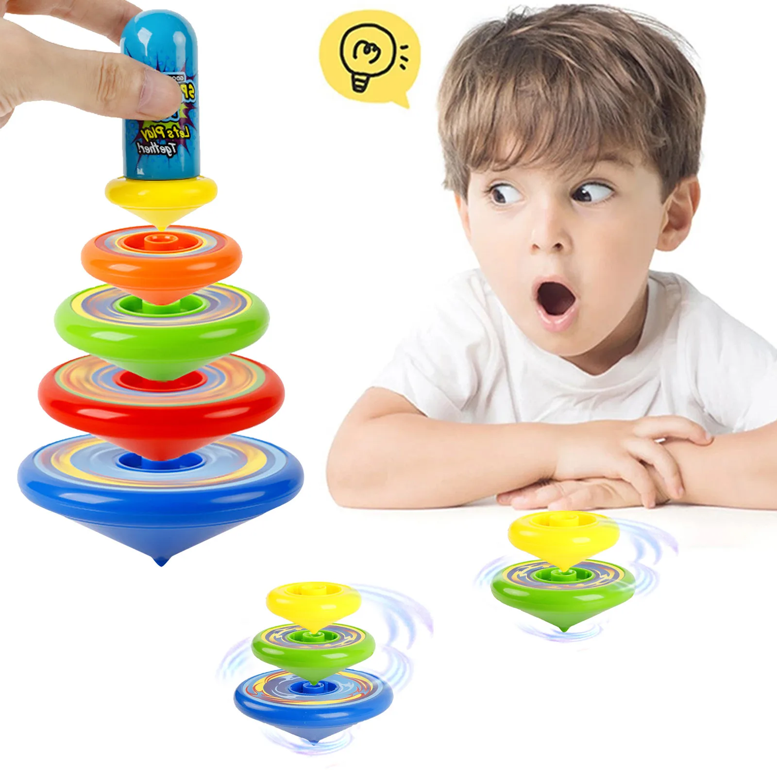 

Spinning Top Children's Hand Turning Luminous Stacking Superimposing Top Color Top Toy Random Color Children's Birthday Gift