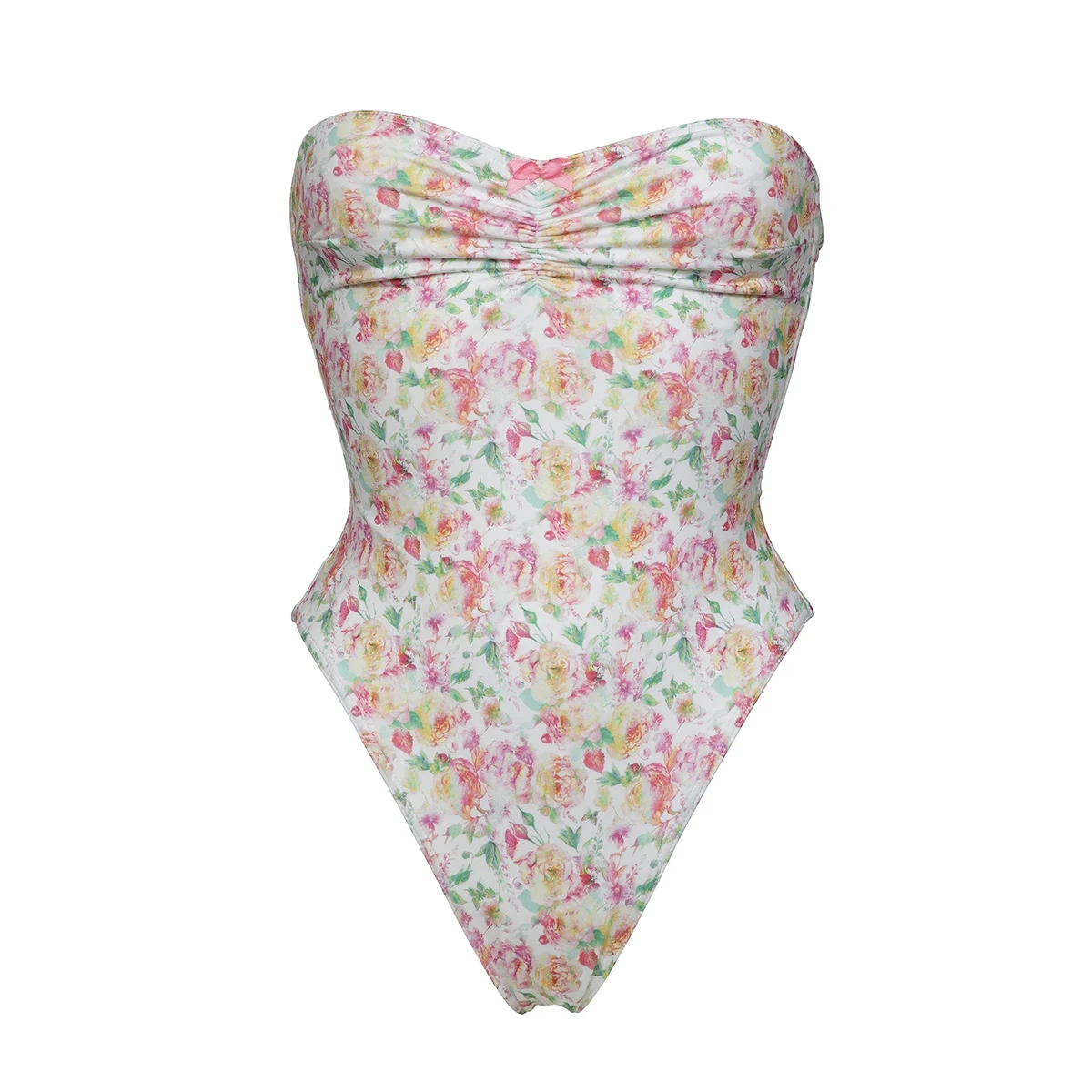 Bandeau Sexy Women One Piece Swimsuit Female Swimwear 2024 Floral Thong Monokini Swimming Suit Bathing Suit Brazilian Beachwear