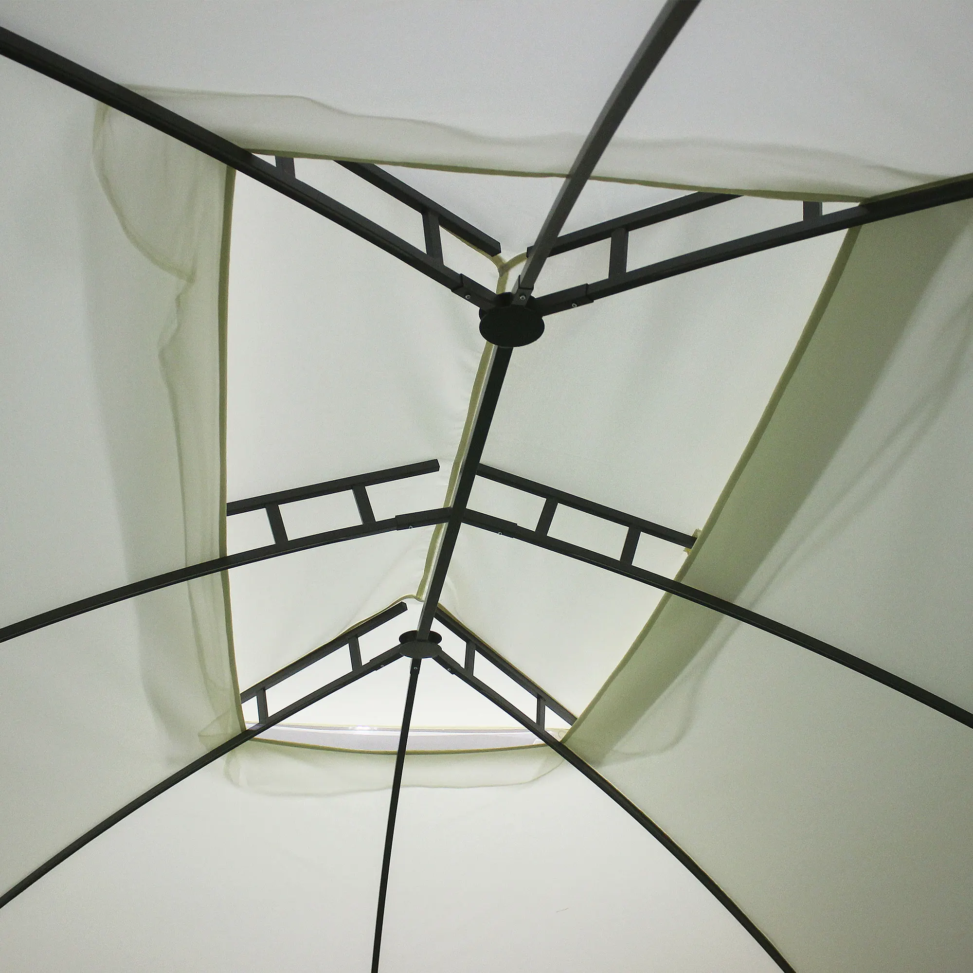 13' X 10' Patio Gazebo, Double Vented Canopy Shelter, Curtains, Steel, Beige image 8