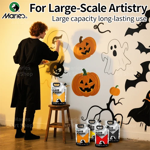 Imagen 2 del producto Pintura acrílica a granel grande de Marie (1L/33,8 oz), pintura sobre lienzo, vidrio, piedra, pintura artística con pigmentos ricos para artistas, adultos