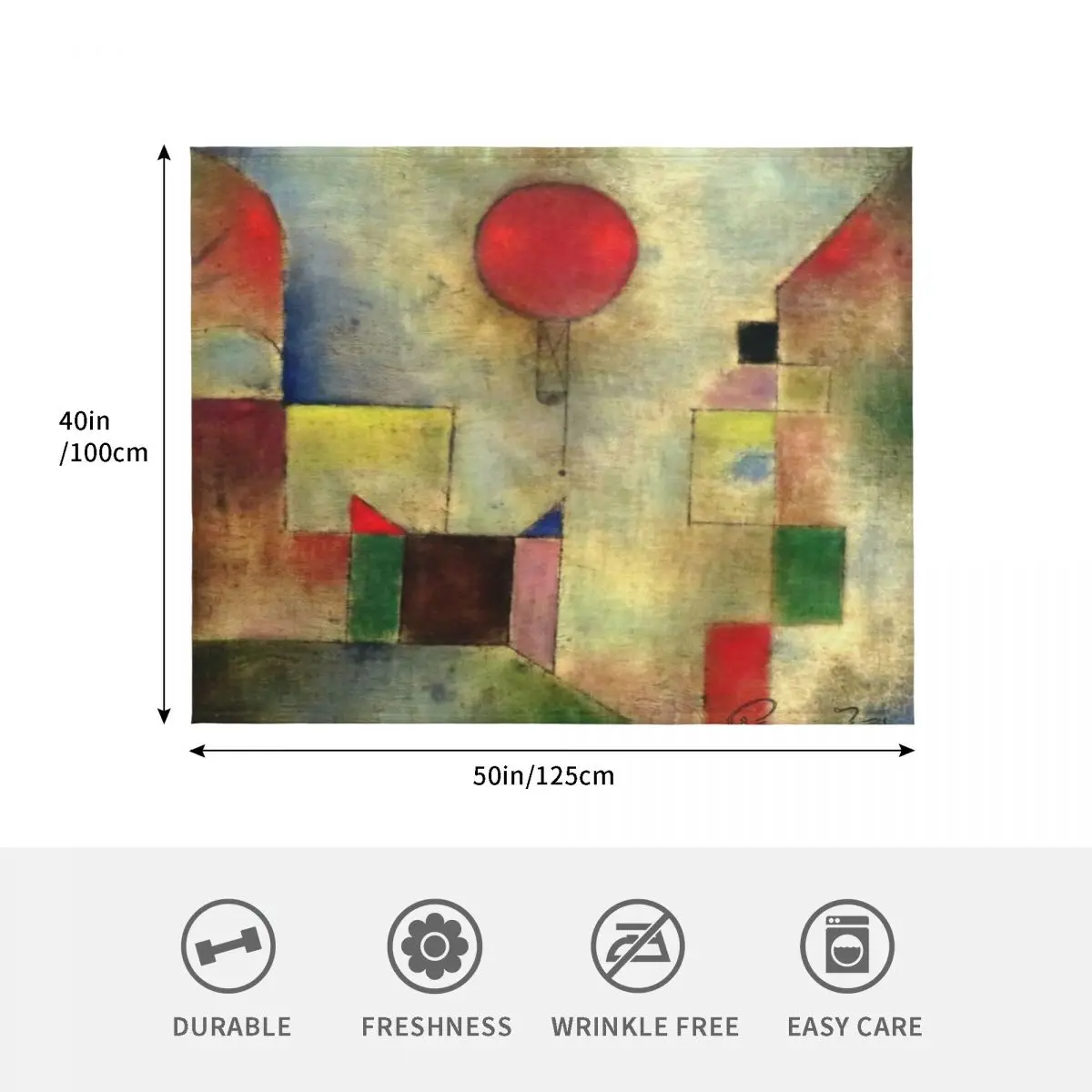 Paul Klee |   Ballon Rouge |   Art cubiste |   Couverture à jeter inspirée de Klee, Art pour enfants, tissu en flanelle, couvertures en peluche du mercredi