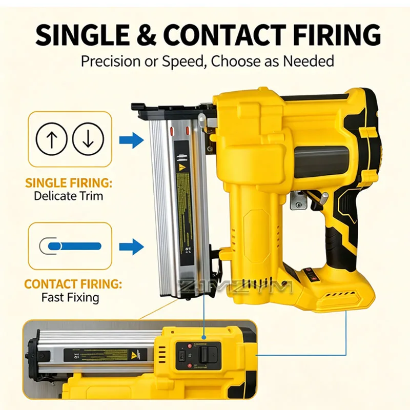 21V Cordless Nail Gun 2 in 1 Straight Nail Staple Gun Brushless Electric Brad Nailer for Woodworking Furniture Installation