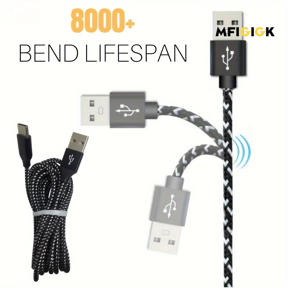 MFIGlGK [شاحن سريع] 5 قطع كابلات USB C من النوع C |   شاحن سريع، كابل بيانات 10 أقدام |   كابل شاحن سريع USB من النوع C