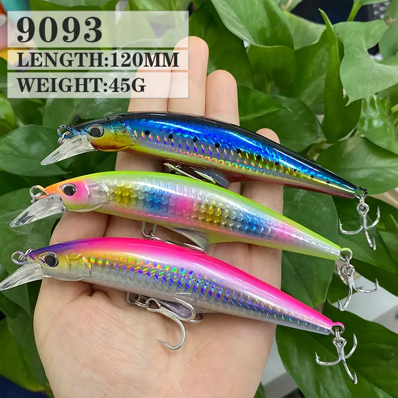 1 pz 120mm 45g Pesante Minnow Affondamento Richiamo di Pesca Acqua di Mare Trota Bass Richiamo per la Pesca a lancio lungo Isca Pesca Esca da pesca 9093