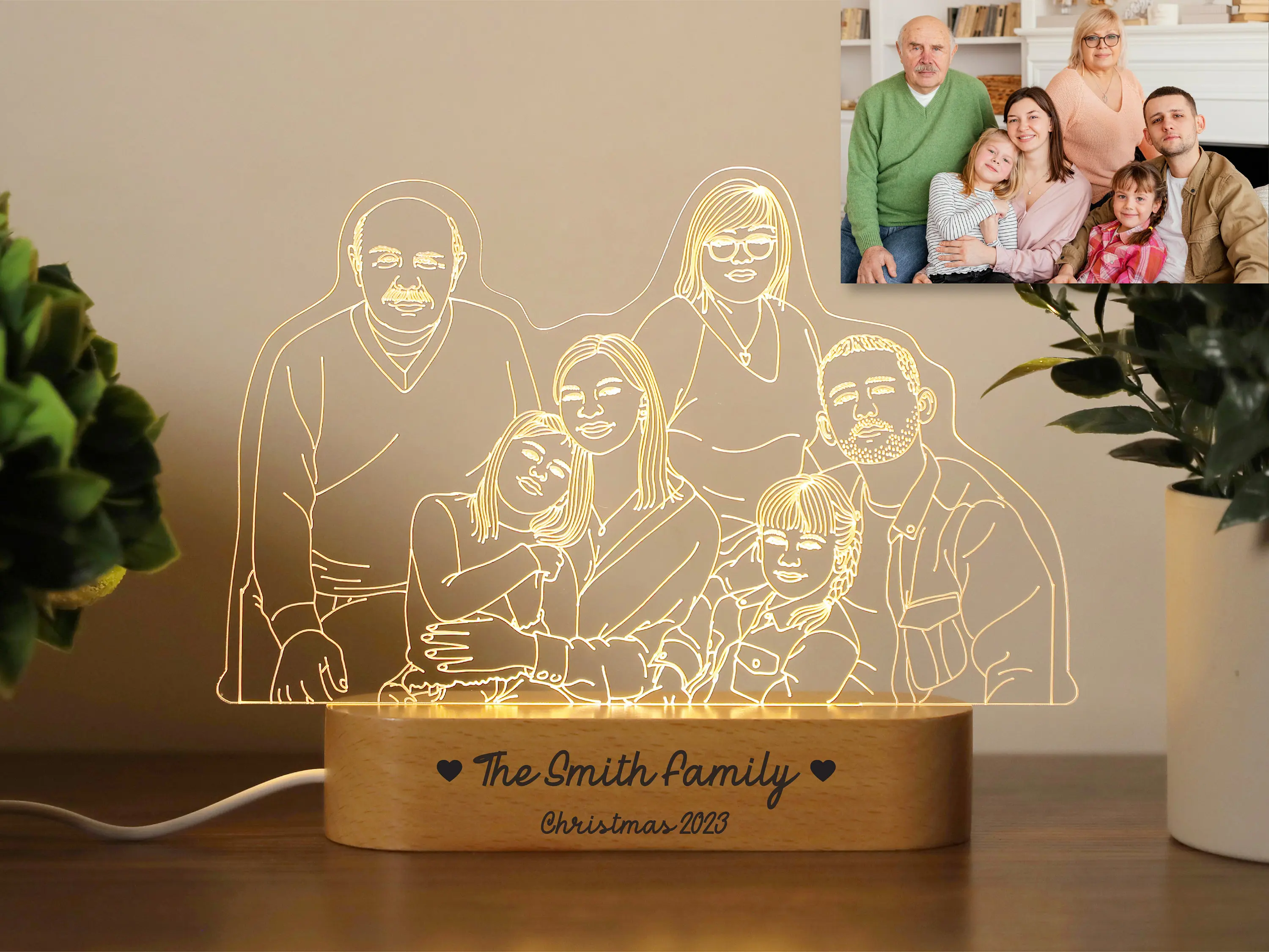 

Custom Photo Text 3D Acrylic Night Light Personalized Family Love LED Lamp Warm Bedroom Decor Unique Gift For Him Her Family