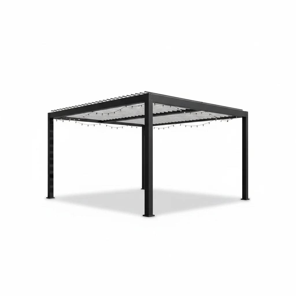 Aluminum Pergola with 6063-T5 Alloy, Heavy Duty 150x150mm Post Retractable Roof Canopy, Waterproof Patio Pavilion, Gazebo
