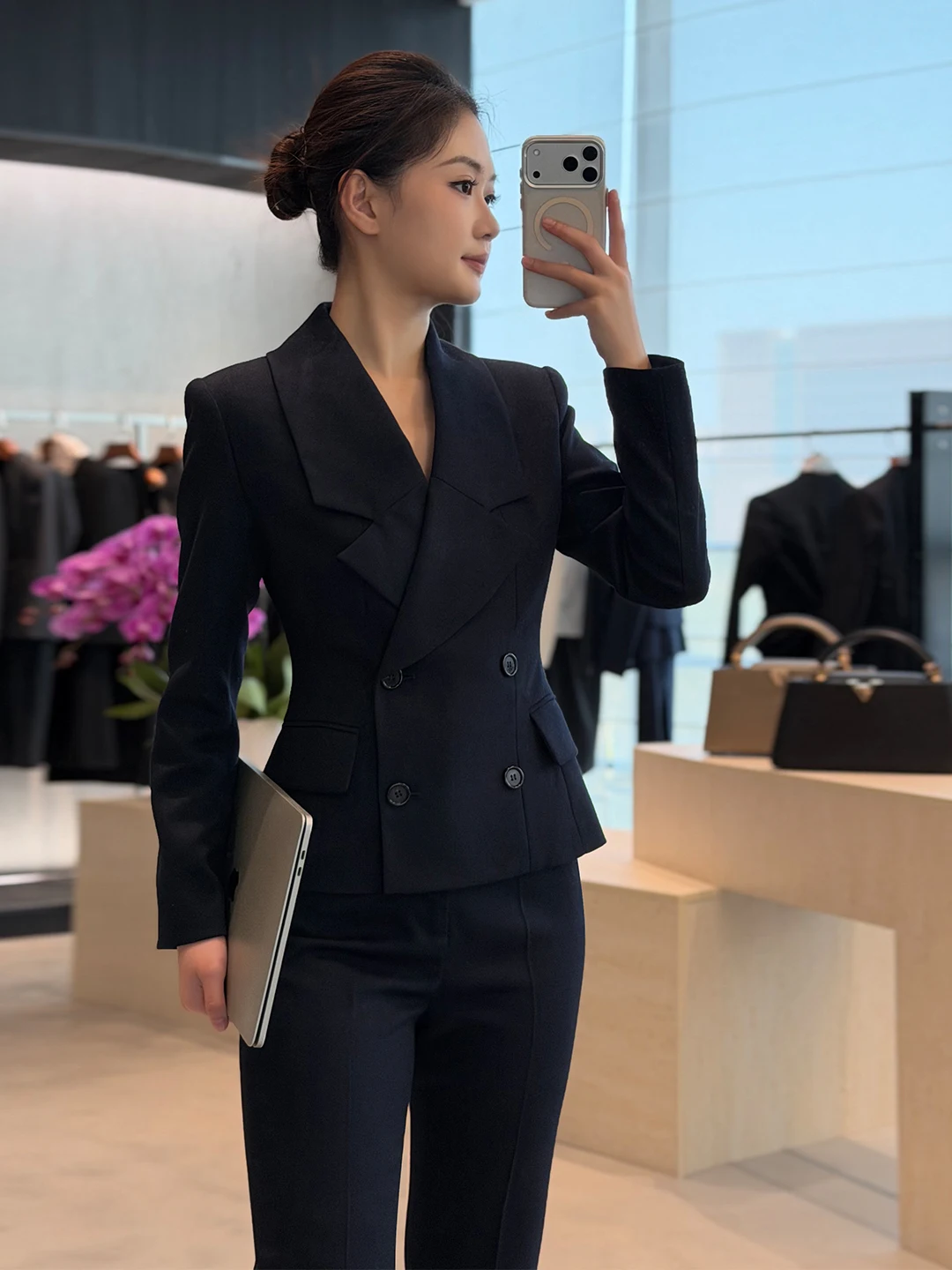

Spring 2026 Women's ort Double-Breasted Suit Jaet And Pants Set Commute Friendly Versatile Sle Acetate Fabric Slim Fit