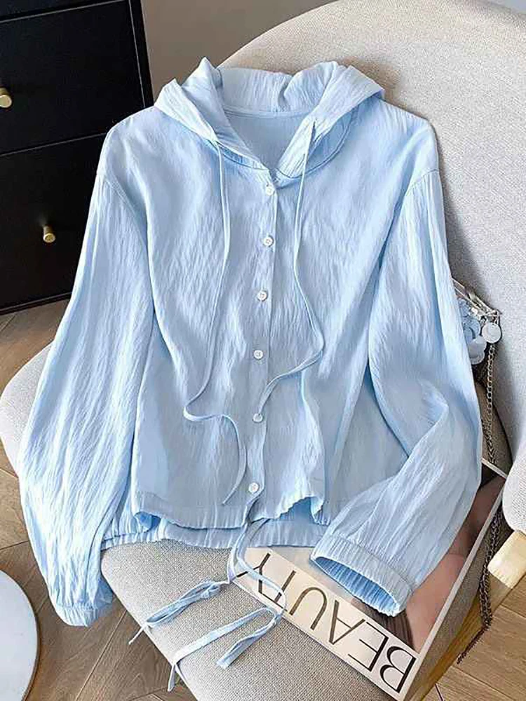 

Women Outdoor Cardigan Sun Protection Clothing Korean Lightweight Breathable Hooded Sunscreen Jacket Summer Long Sleeved Shirts