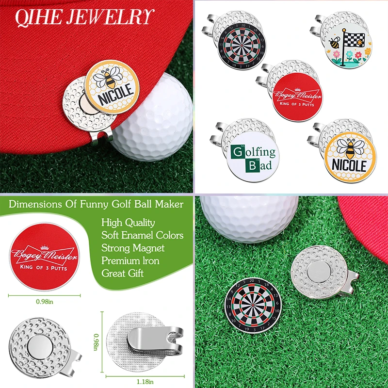 Creative Dart Board Bogey Meister Golf Ball Cap Clip Marker With Magnetic Golf Baseball Hat Clip Badges Funny Sport Golfer Gifts