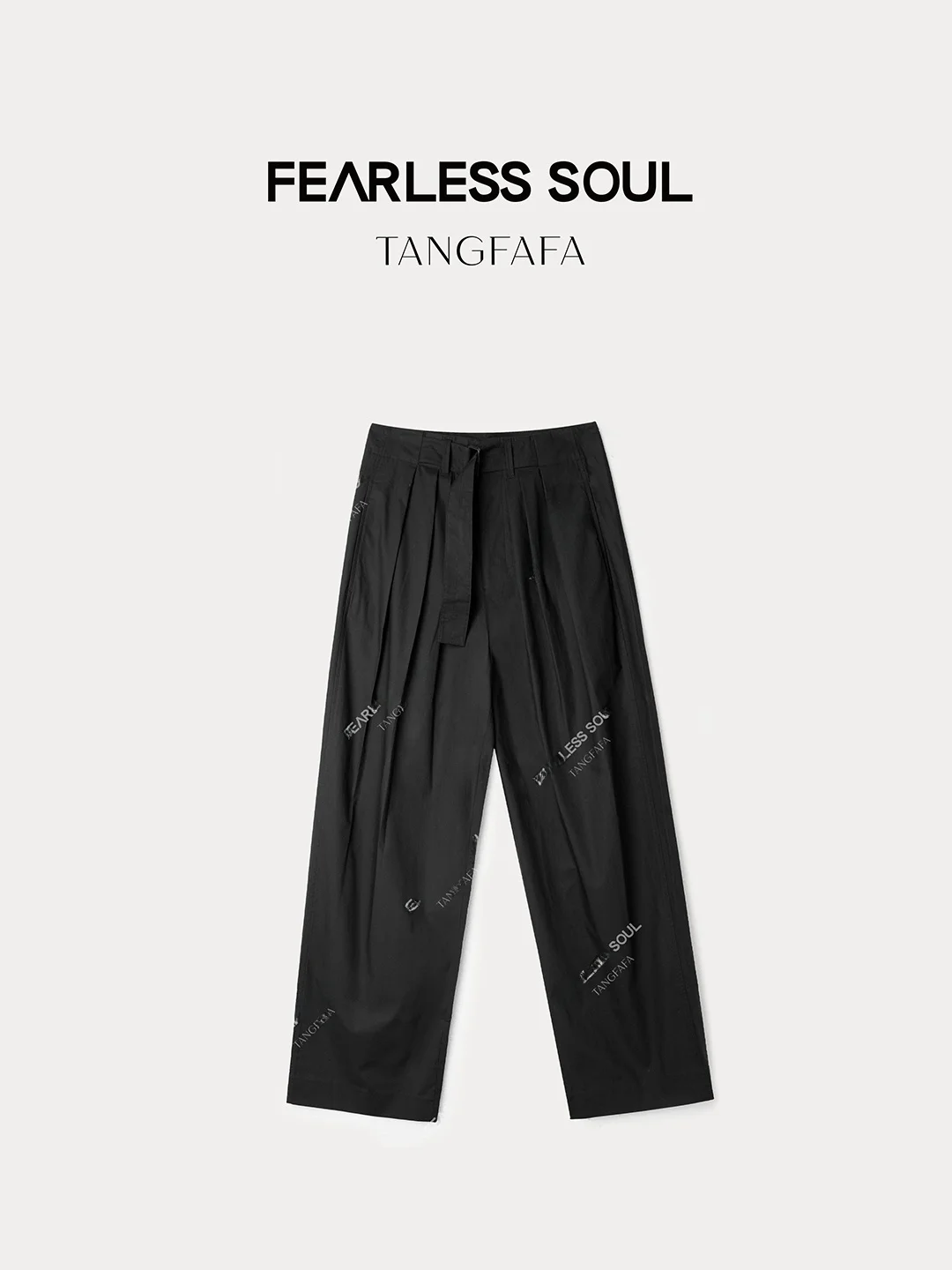 

Taffa Summer New Loose Combed Cotton Pleated Straight Leg Pants Natural Waist Long Trousers Simple Style Commute Fashion