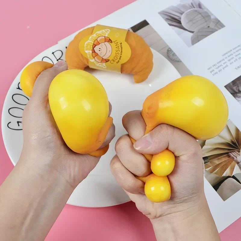 Fun Realistic Croissant Toy Pinch Squeeze Relief Squishy Stress Cute Lazy Stress Ball Funny Stress Relief Fidget Toy