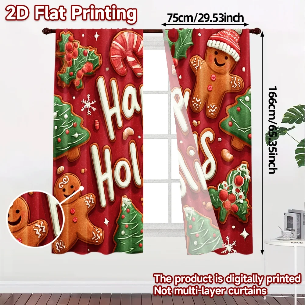 2D Flat Printing,JIT 2pcs, Curtains (Without Rod) Festive Mug Bliss Chic Print Curtains Yarn Curtains Outdoor Decorations Use