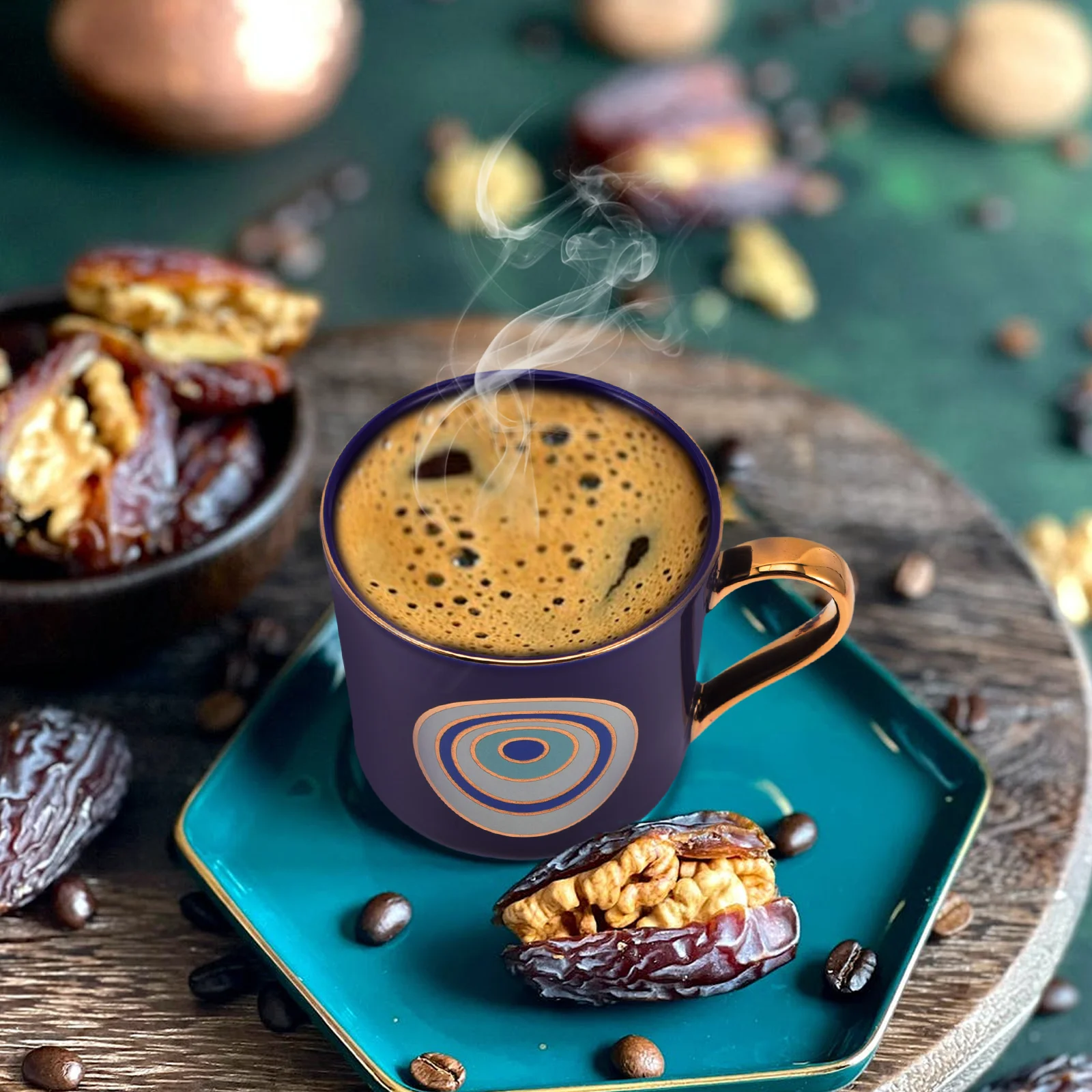 

Eye Ceramic Coffee Cup Milk Mug Hand Painted Turkish Evil Eye Beverage Cup for Office Home Ceramic Coffee Mug