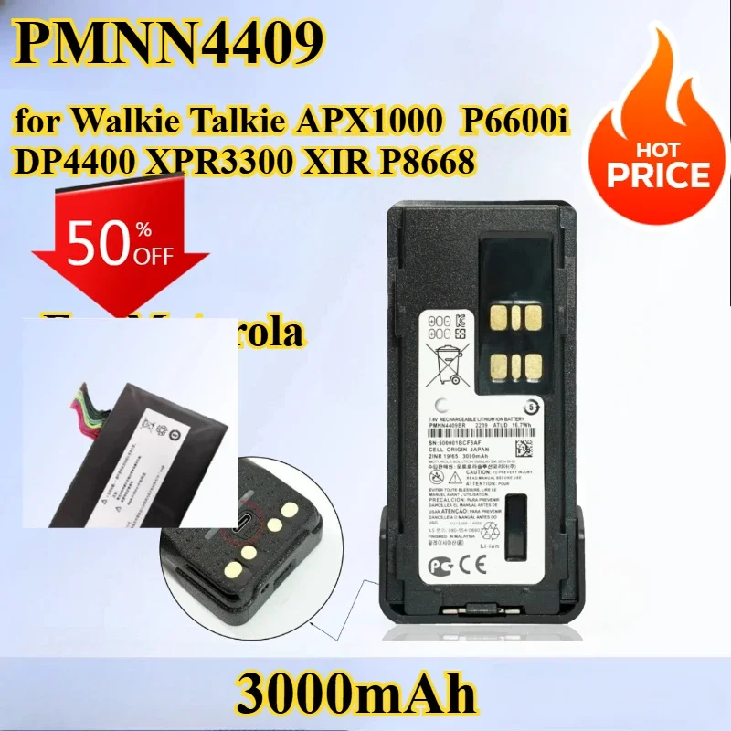 

Для Motorola PMNN4409 аккумулятор USB Type C порт 3000 мАч для рации APX1000 P6600i DP4400 XPR3300 XIR P8668 HAM радио