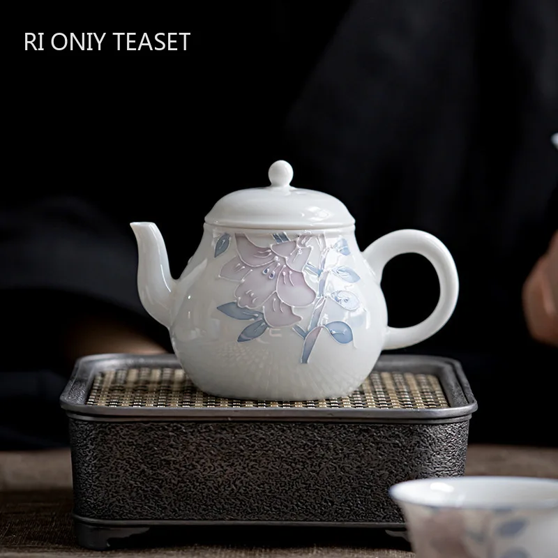 160ml Chinese Handmade Ceramic Teapots Hand-painted Flowers Pattern Porcelain Tea Pot Household Kettle Travel Portable Tea Set