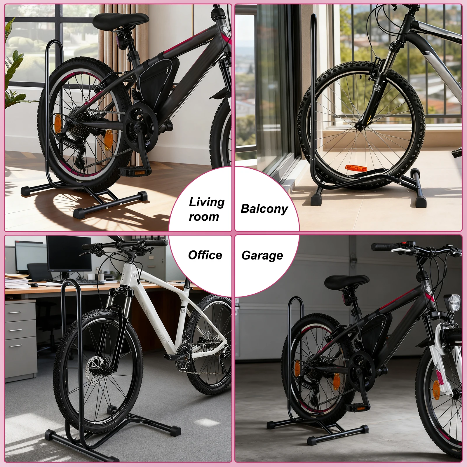 Bike Stand Floor High Strength Metal Bicycle Floor Parking Rack L Shaped Freestanding Cycling Stand Portable Bike Stands