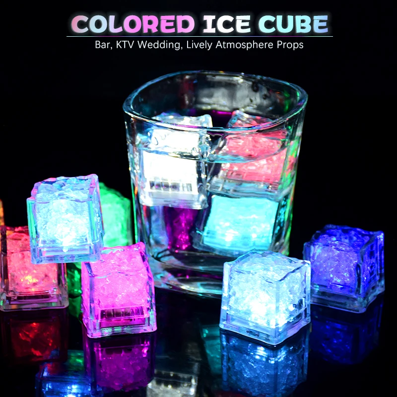 5pcs Luminous Ice Cubes With Colorful Touch Induction Night Light Ice In Water Flash Festival Bar Wine Glow Party Decor Supplies