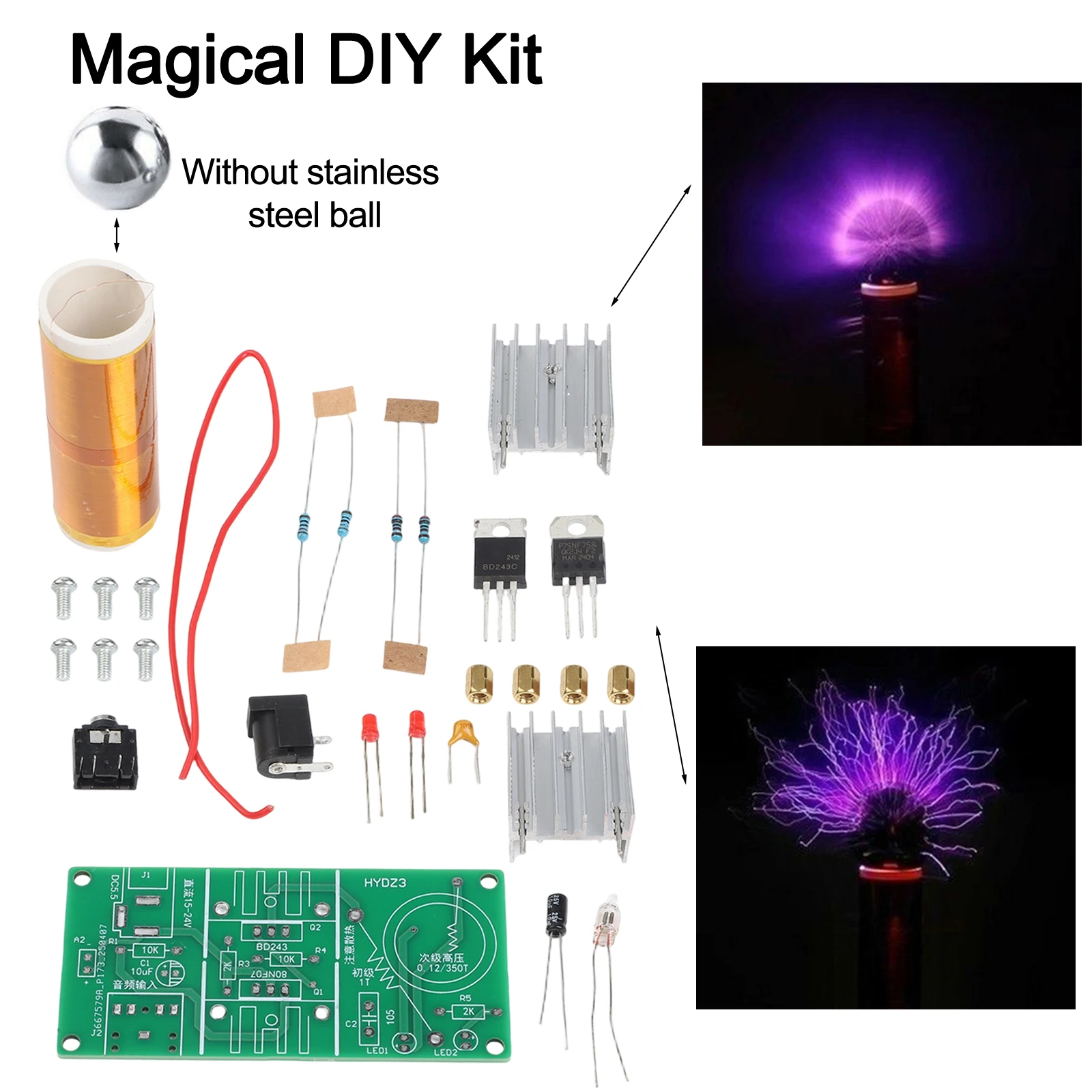 15W For Mini Coil Plasma Speaker Electronic DIY Kit with Audio Input 3.5mm for Mobile and Computer Audio Connection