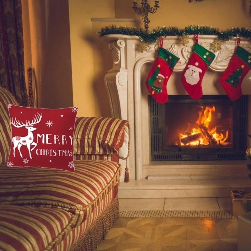 Elegant Christmas Cushion Cover Pillowcase Soft and Resilient Polyester Pillow Cloth for Christmas Decoration top sale