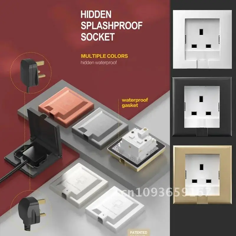 

UK Plug 13A Wall Socket Embedded Panel, Hidden Wall Refrigerator 220V Model Invisible Electrical Outlet Power Socket, 86