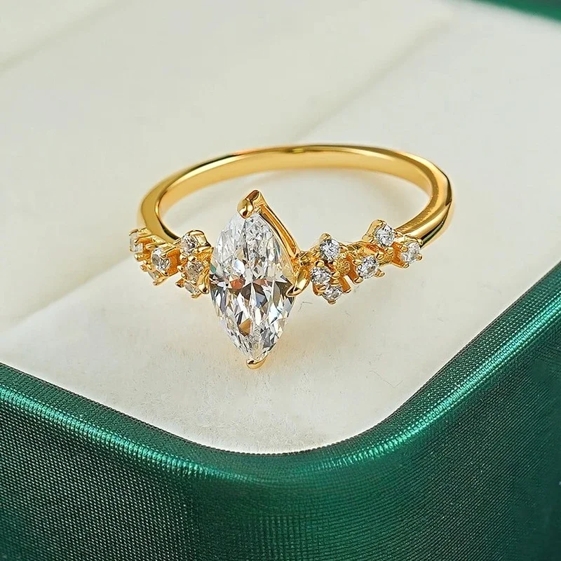 

New Star Sparkling Horse Eye Diamond Ring S925 Silver Clear and Cold Fairy Elegance Stacked with Ins Style Jewelry