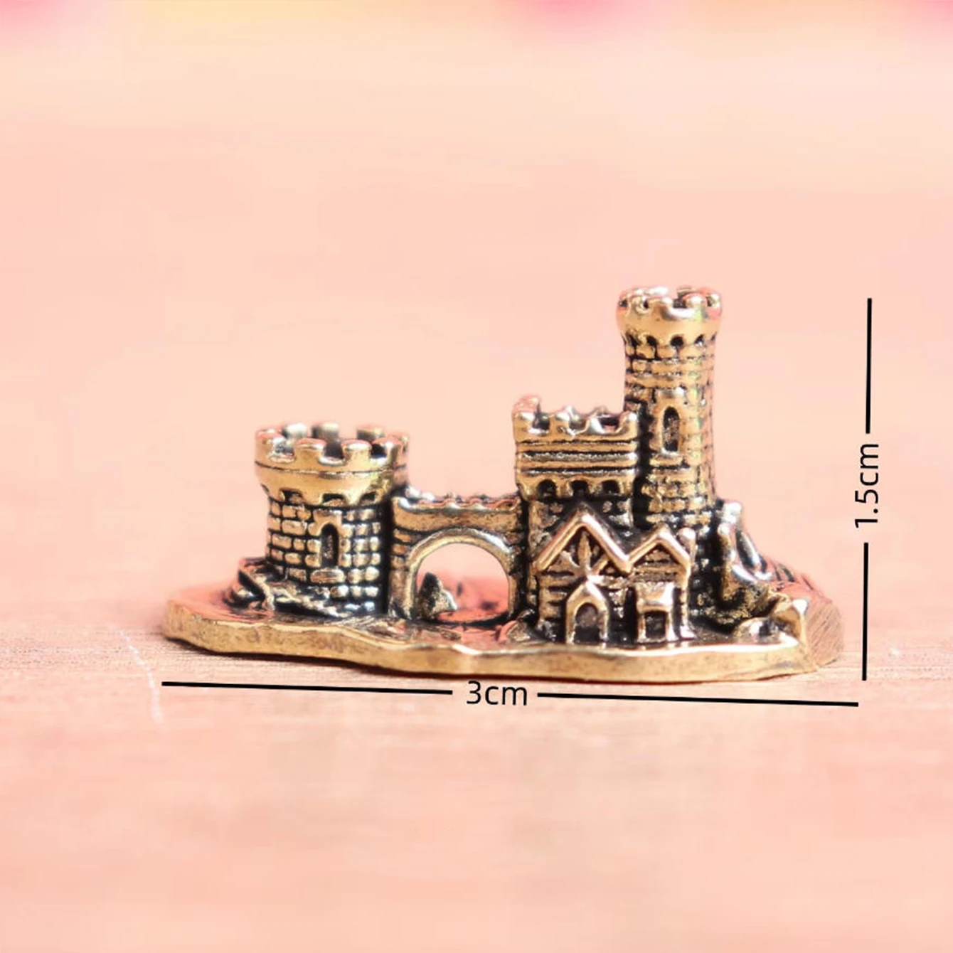 Ancient Castle Small Statue Brass Western Style House Figurine Micro Landscape Desktop Ornament Home Decoration Crafts Accessory