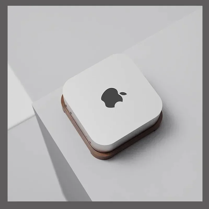 Support en bois massif anti-poussière pour Mac Mini M4, trou de bouton d'alimentation, base en noyer, hôte Apple 2024