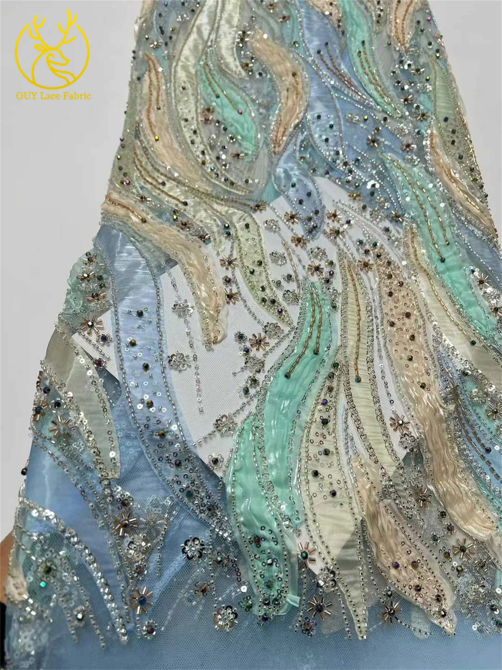 Afrikanischer Bräutigam-Spitzenstoff 2026, hochwertige Stickerei, französische Pailletten, Tüll, Nigeria-Spitzenstoff für Hochzeit, Party, Kleid – Detail 8