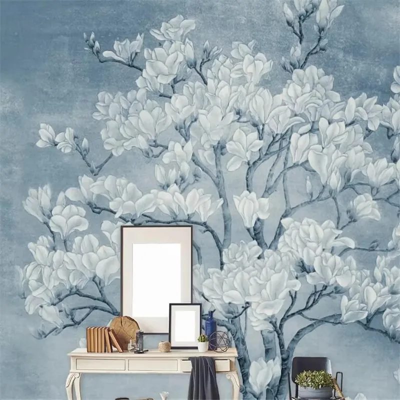 

Обои на заказ, картина маслом, ретро цветок, белая магнолия, кабинет, фон, декоративные фрески, обои для стен 3d
