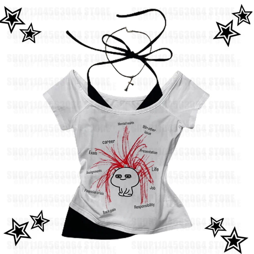 Gothic Harajuku Punk Brief Print Witte Tank Sexy Cropped Tops Vrouwen Streetwear Vintage 2000s Tops Emo Meisjes Y2k Stijl Tank tops