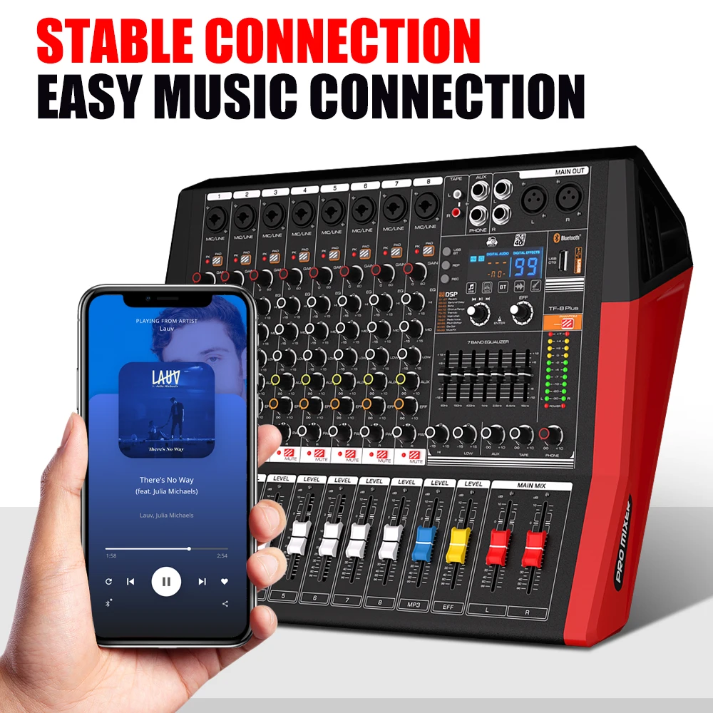 NXG 6 Channel Powered Audio Mixer 650W + 650W Amplifier Mixing Console with 99 DSP Bluetooth USB for Stage Performance & Karaoke view 3
