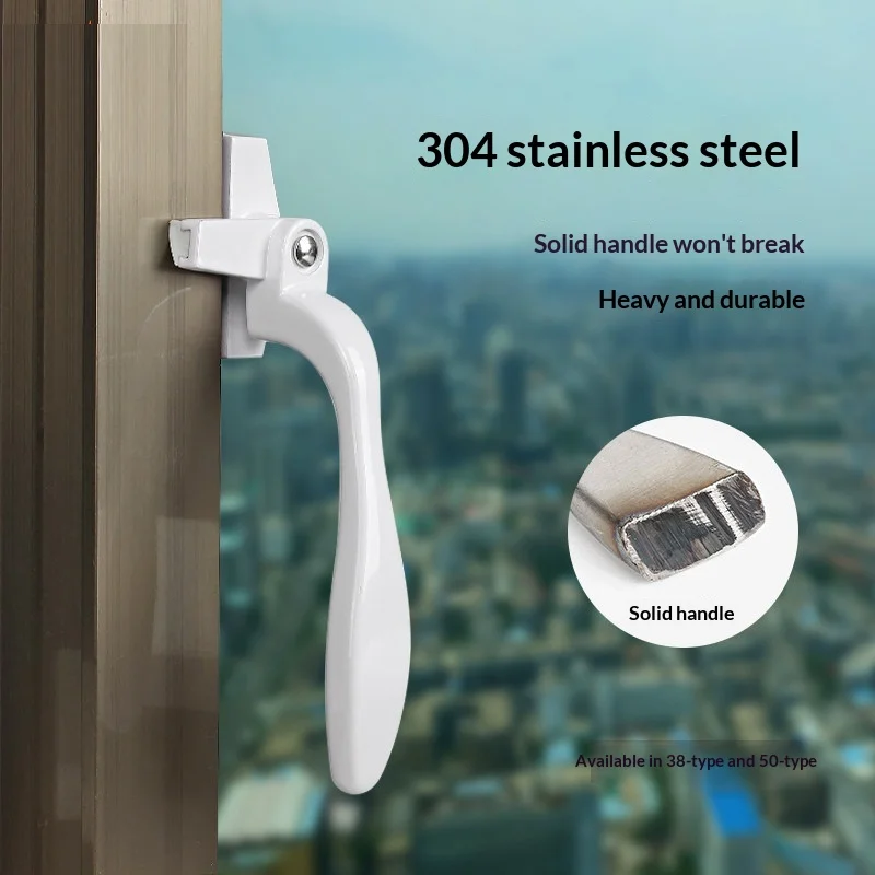 1PCS 38 Aluminum Alloy Door And Window Handle 50 Casement Window Handle 304 Stainless Steel Window Handle Lock Accessory