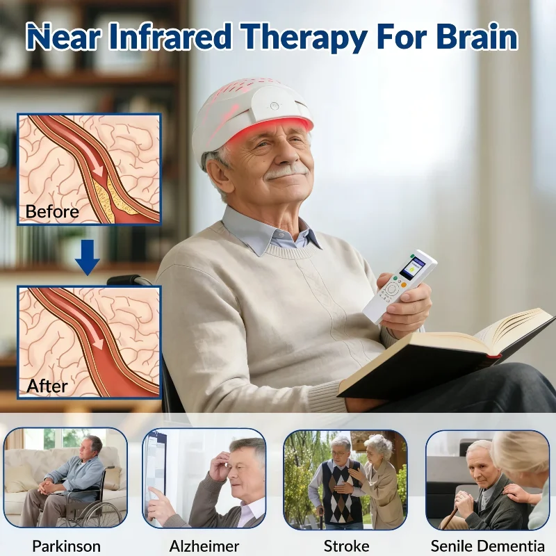 Advanced 1070nm NIR PBM Helmet 436 LEDs for Anxiety PTSD Depression Brain Therapy Neurofeedback Cognitive Health Device