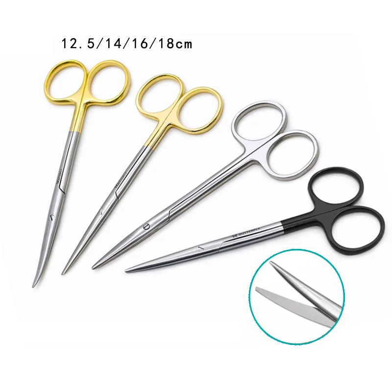 Round blunt scissors nasal stripping blunt scissors Line carving scissors Cosmetic straight elbow tissue scissors leather scisso