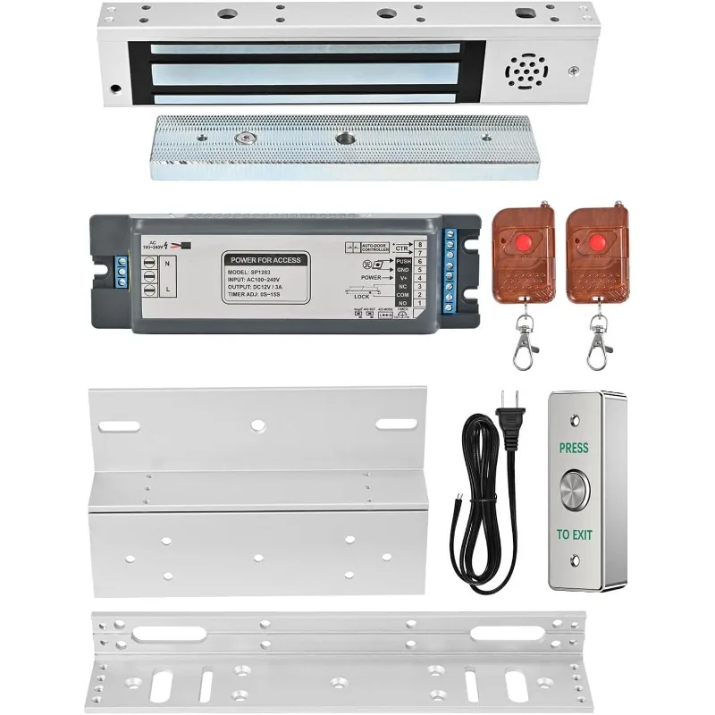 

Smart Door Access Control System 600lbs Magnetic Lock Kit with ZL Bracket Tuya App & Remote Control, Stainless Steel Exit Button