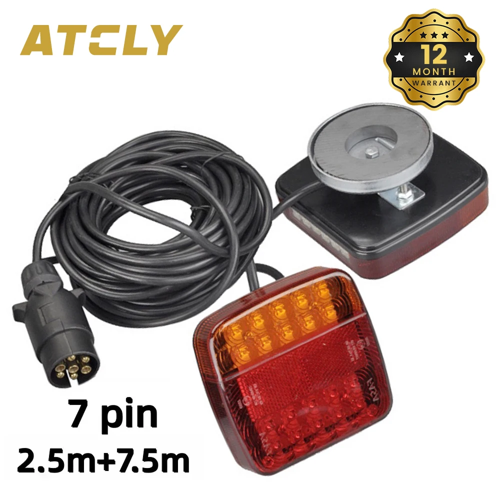 

1 Set 26 LED Rear Magnetic Towing Tail Light Trailer Truck 10m Cable 7 Pin Plug Brake Stop Signal Lamp Reflector Lorry Caravan