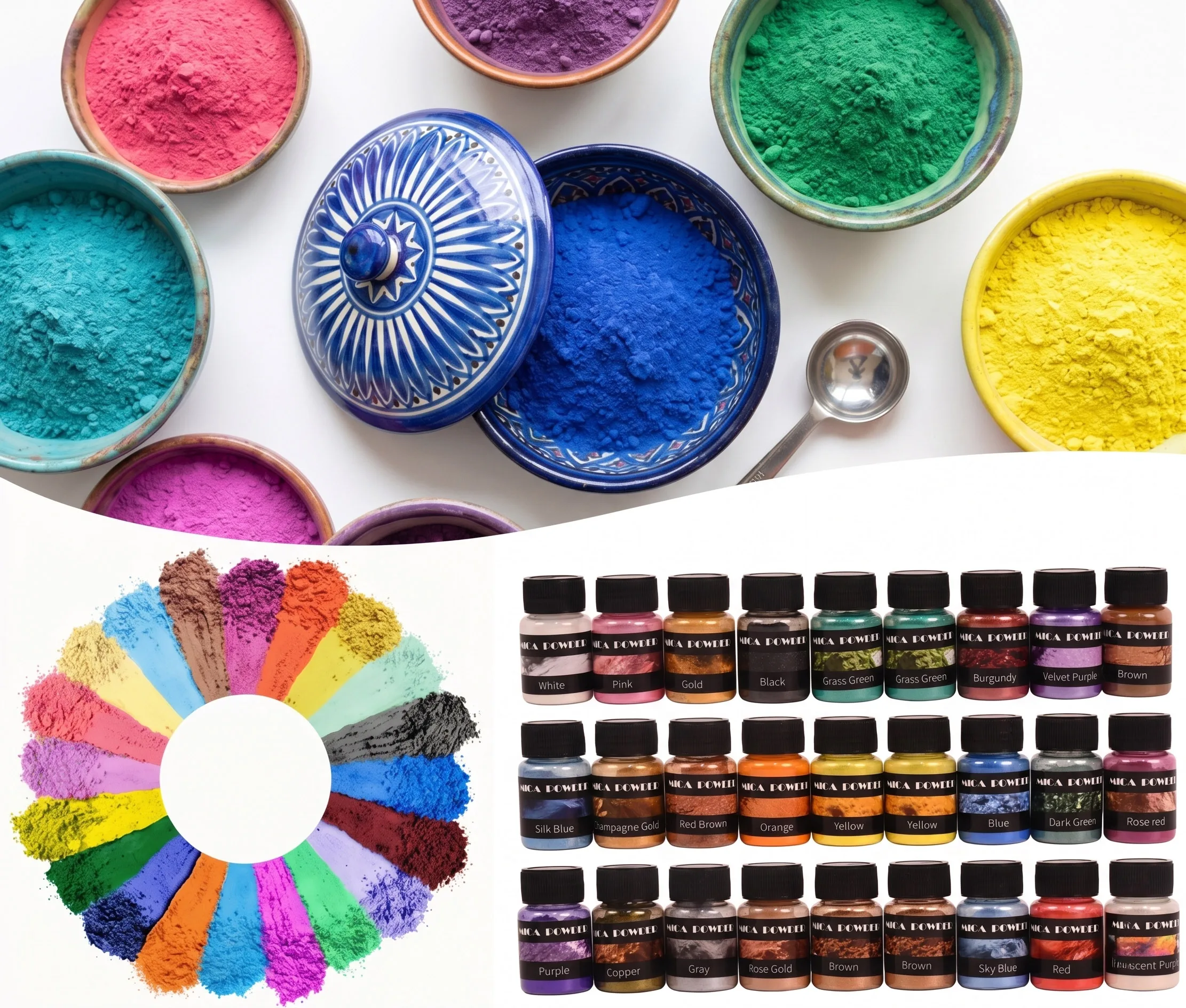 24 Colors/Sets Mica Powder Pigments, Suitable for DIY Resin, Plaster, and Candle Molds; Pearlescent Resin Pigments; Jewelry-Maki