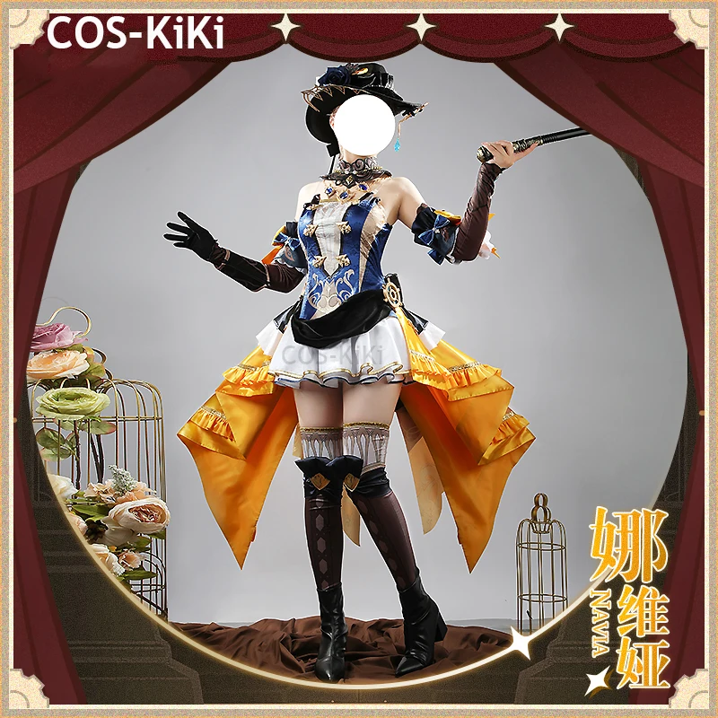 COS-KiKi Genshin Impact Navia Game Suit Gorgeous Sexy Uniform Cosplay Costume Halloween Party Role Play Outfit Women Any Size