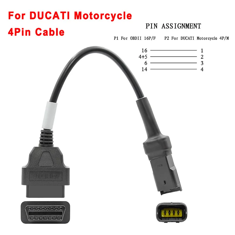 

LT031 4-pin Motorcycle OBD Adapter Cable 4Pin to 16 Pins OBD 2 Adapter for Ducati Motorcycle Diagnostic Cable