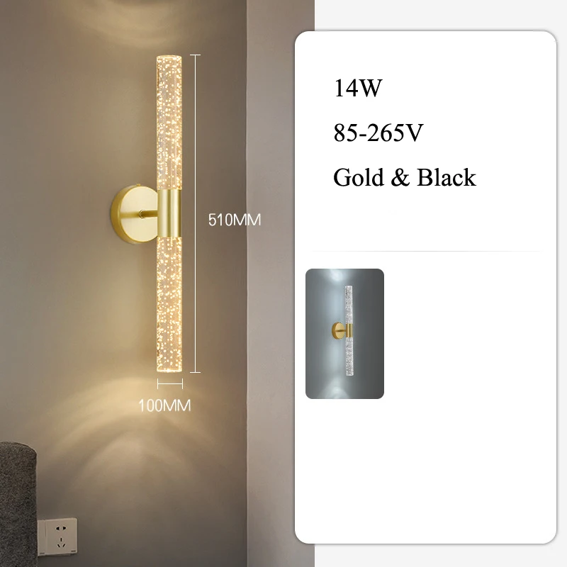 Indoor Double Head 14W LED Wall Lamp Modern Up Down Crystal Bubble Wall Light Bedroom Living room Corridor Background Lights