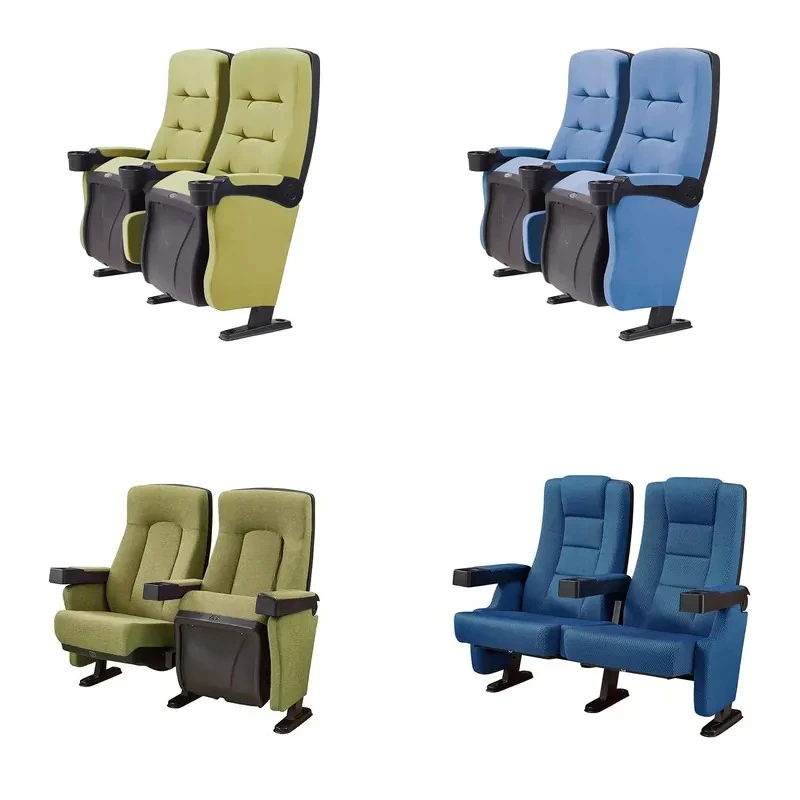 for Modern Commercial Hotel Theatre Folding Fabric 3D Cinema Seat with Steel Frame Cup Holder Durable Armchair