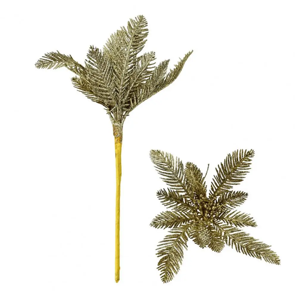 Sparkling Christmas Greenery Multi-layer Leaf Decoration Christmas Glitter Tree Filler Branches Artificial Pine for Holiday