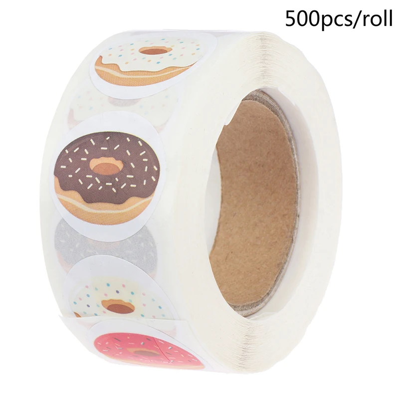 500pcs/roll Donuts Thank You Sticker For Seal Labels Gift Packaging Stationery For KIds Toys